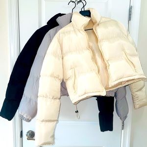 3 Puffy crop jackets (Cream, Grey, & Black)